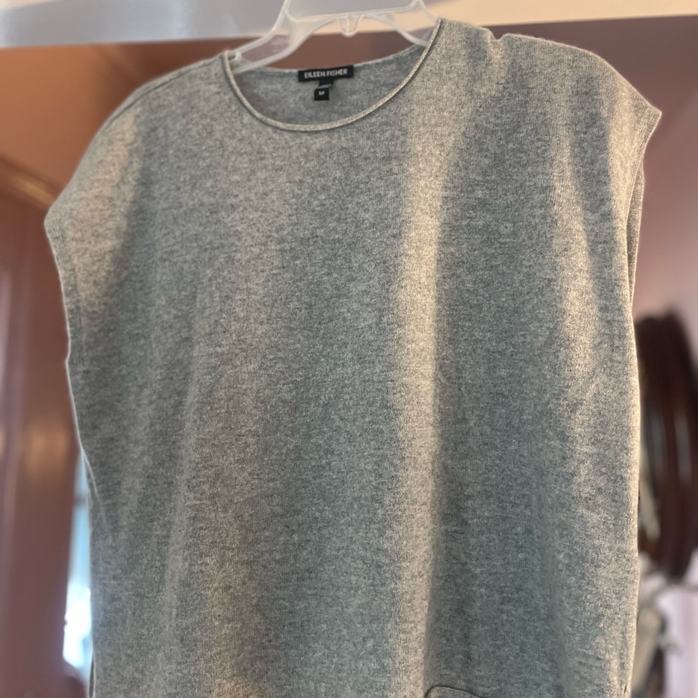 Eileen Fisher Light Gray Sweater Vest - Picture 2 of 5